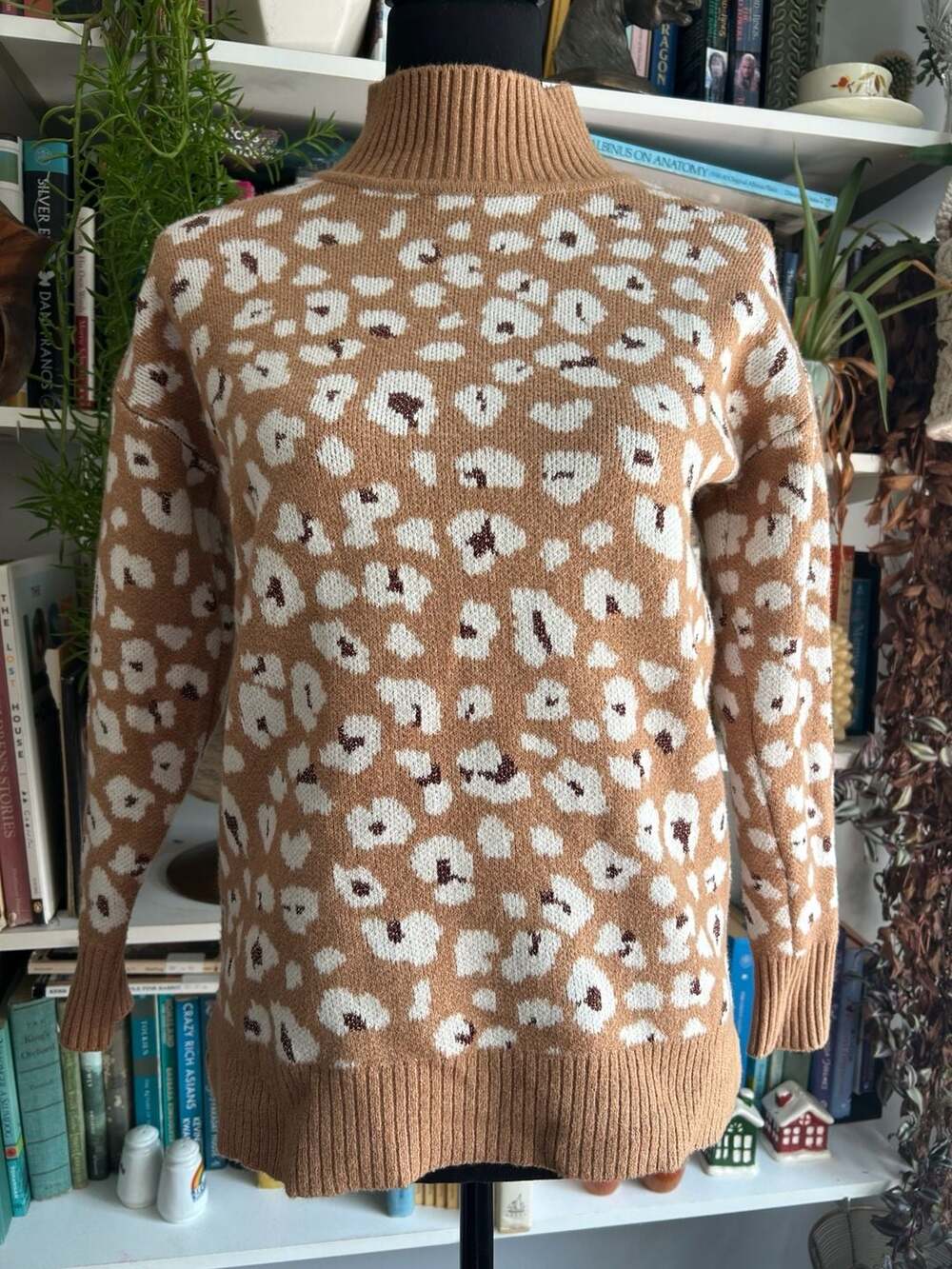 LOFT Leopard Print Mock Neck Sweater Size XSP